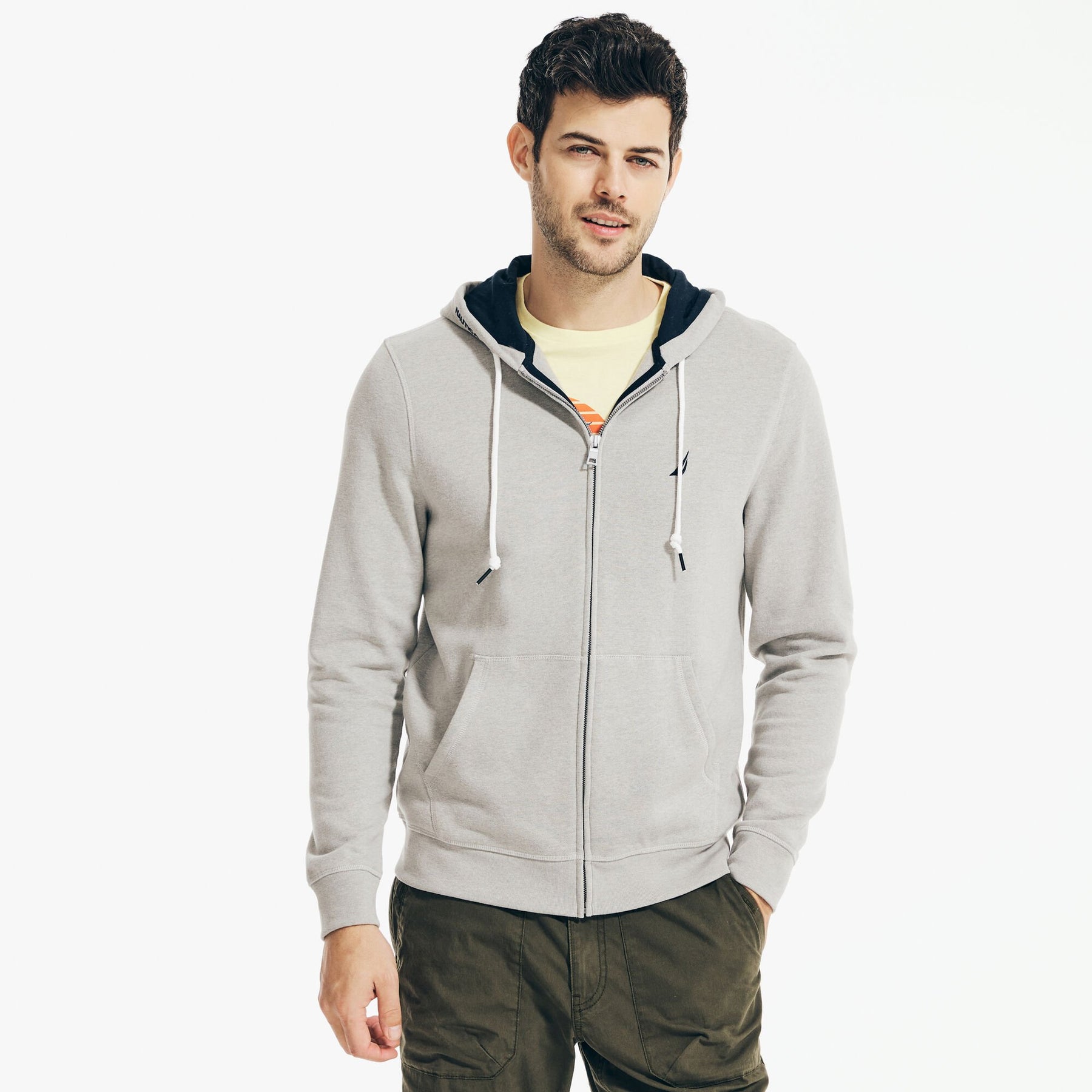 Nautica Men's Solid Full-Zip Hoodie Grey Heather