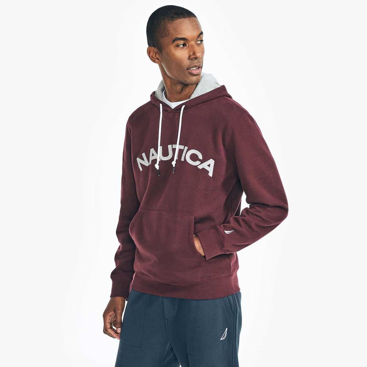 Nautica Men's Logo Pullover Hoodie Rio Red