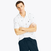 Nautica Men's Sustainably Crafted Classic Fit Printed Deck Polo Bright White