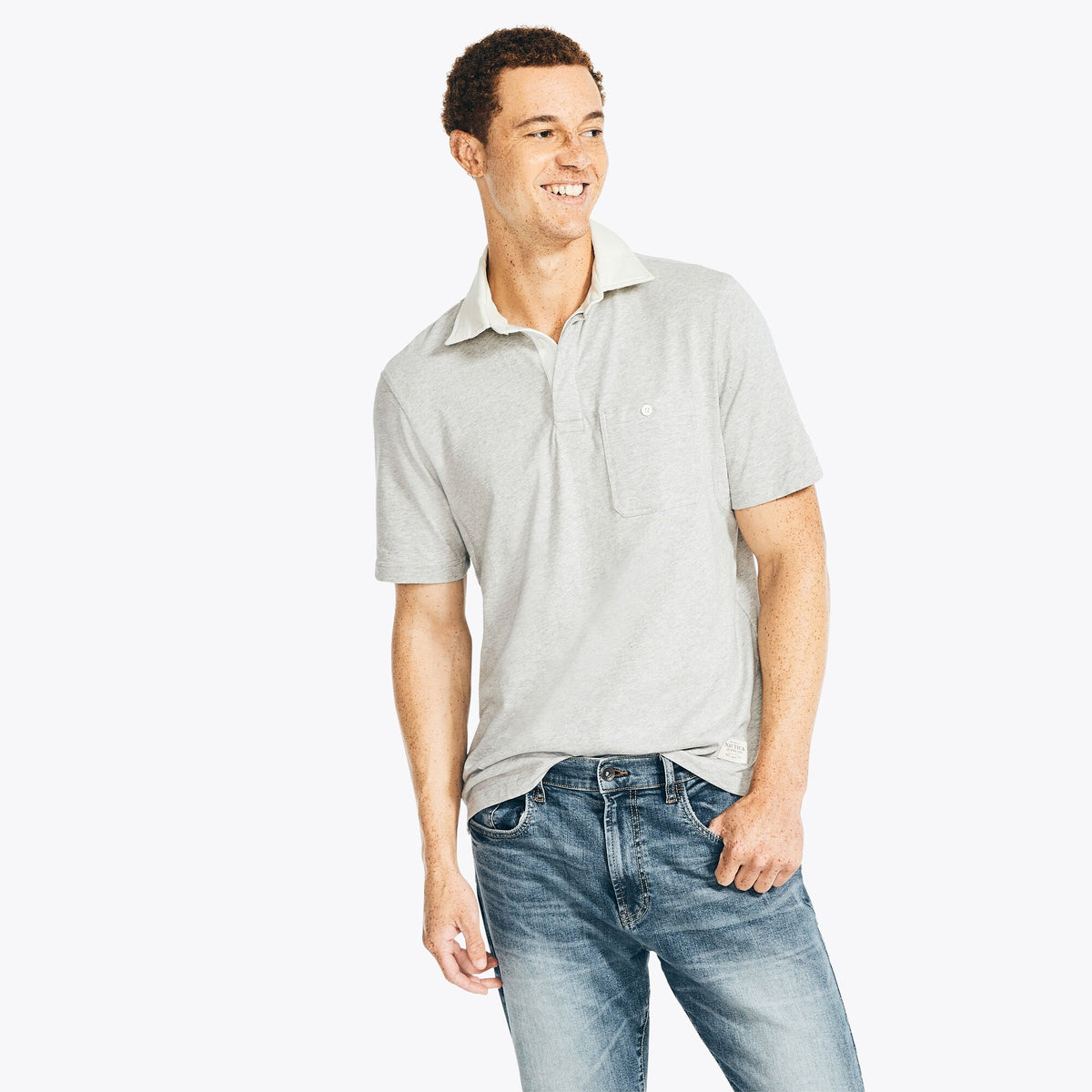 Nautica Men's Nautica Jeans Co. Classic Fit Polo Grey Heather