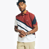 Nautica Men's Navtech Sustainably Crafted Classic Fit Pieced Polo Flamingo