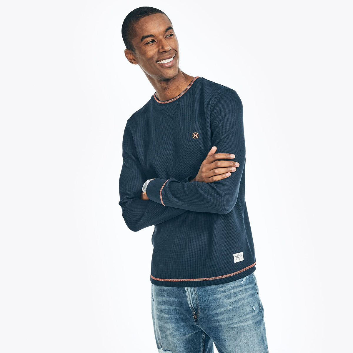 Nautica Men's Nautica Jeans Co. Waffle-Knit Thermal Navy