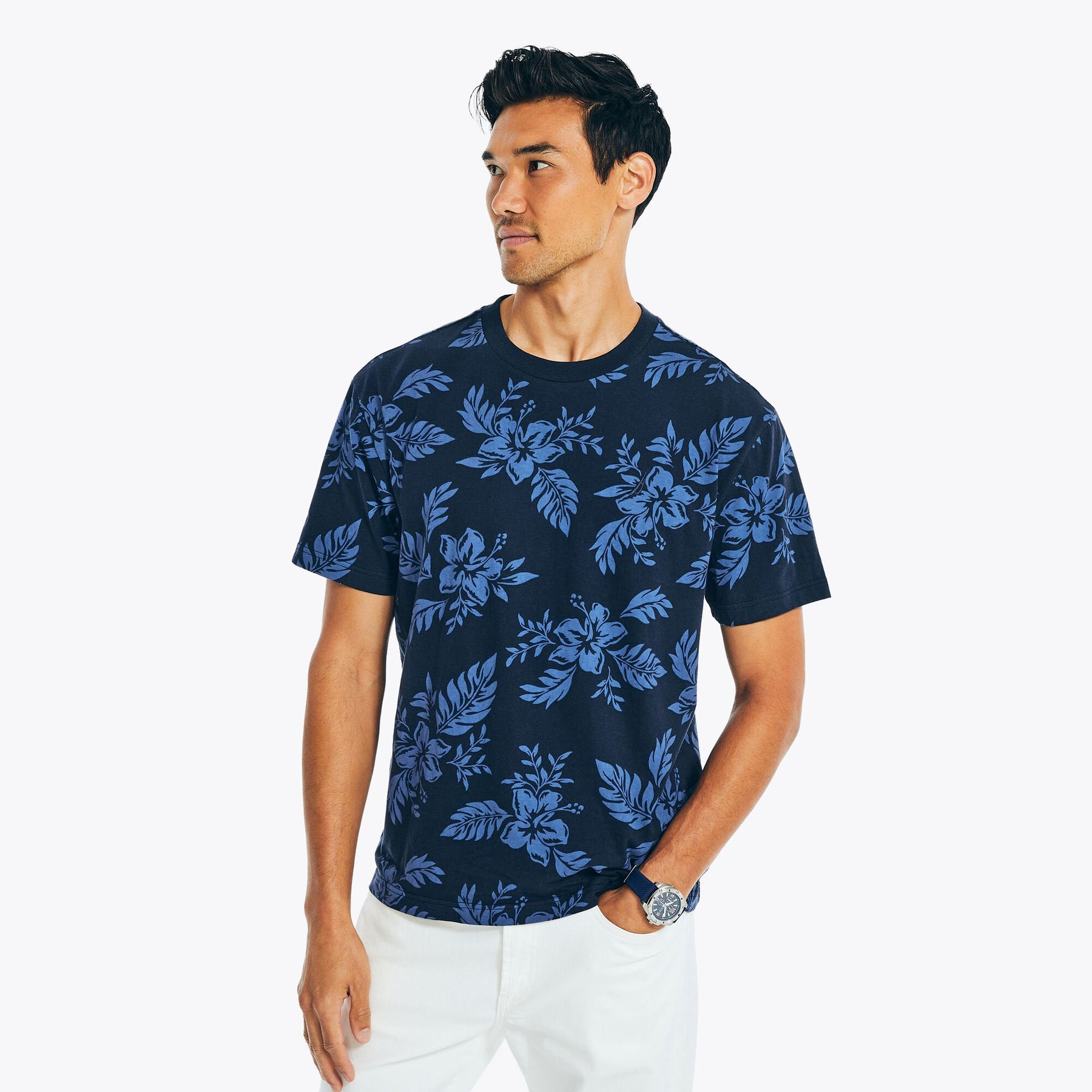 Nautica Men's Sustainably Crafted Printed T-Shirt Navy