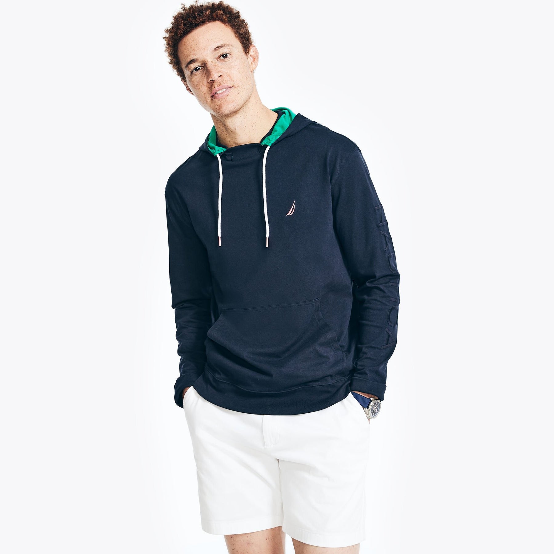 Nautica Men's Logo Pullover Hoodie Navy