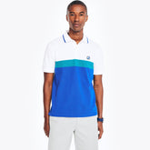 Nautica Men's Classic Fit Chest-Stripe Polo Bright White