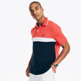 Nautica Men's Classic Fit Chest-Stripe Polo Dark Coral Cape