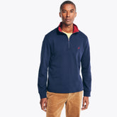 Nautica Men's Quarter-Zip Sweatshirt Stellar Blue Heather