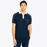 Nautica Men's Navtech Sustainably Crafted Classic Fit Pocket Polo Stellar Blue Heather