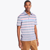 Nautica Men's Classic Fit Striped Oxford Polo Stellar Blue Heather