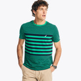 Nautica Men's Sustainably Crafted Striped Crewneck T-Shirt Dark Dill