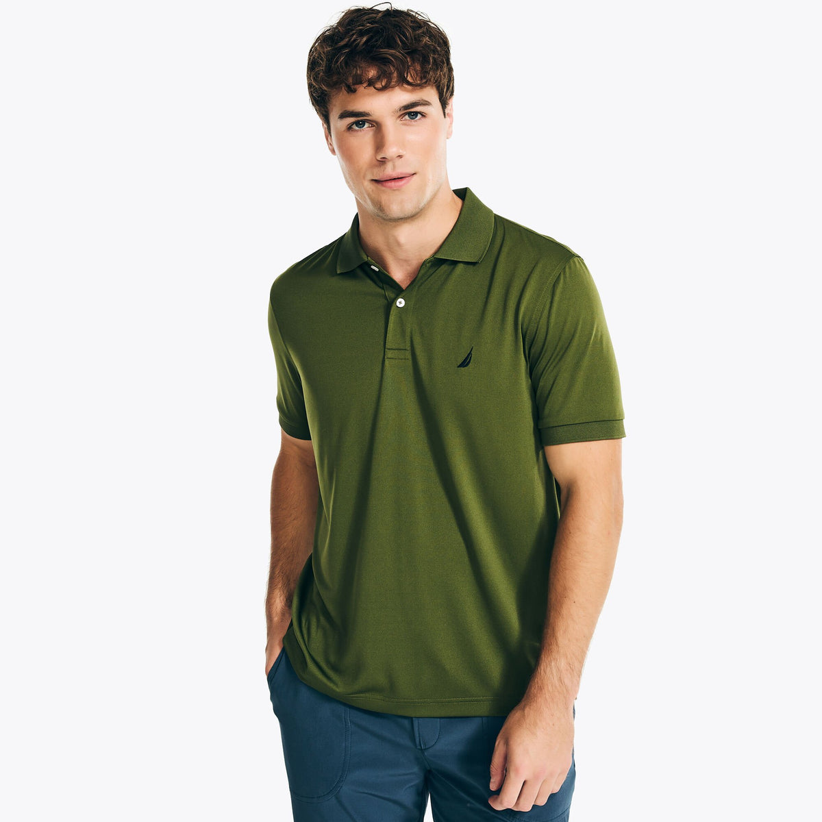 Nautica Men's Navtech Performance Polo Vibe Green