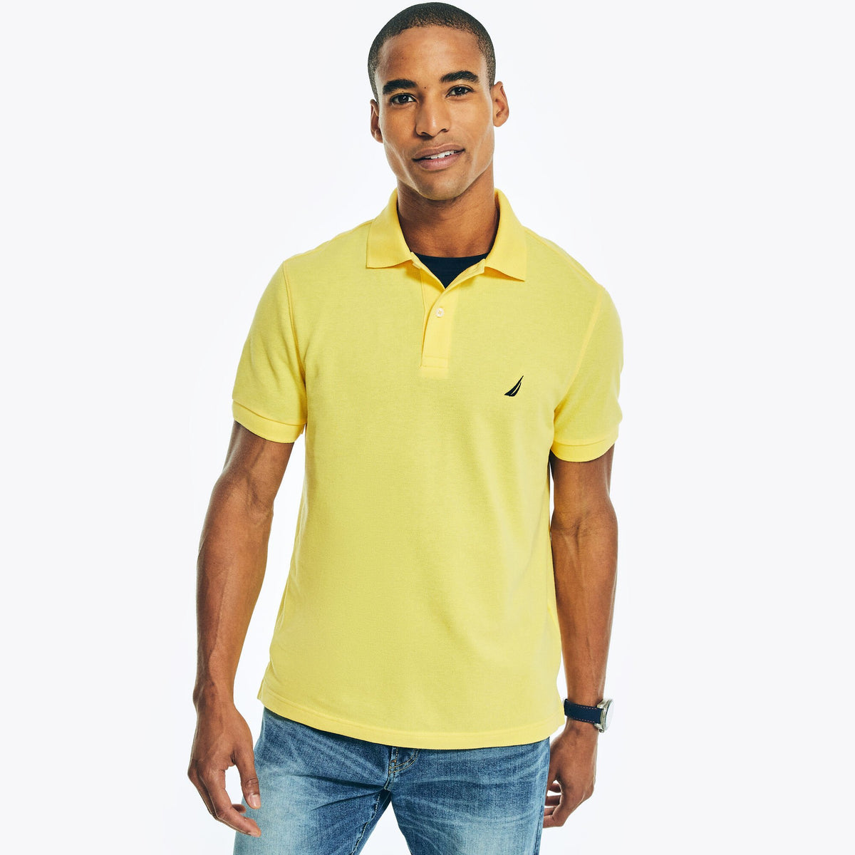Man's Clothing Nautica Navtech Sustainably Crafted Classic Fit Chest-Stripe  Polo