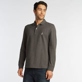 Nautica Men's Classic Fit Long Sleeve Polo Charcoal Heather