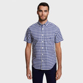 Nautica Men's Big & Tall Short Sleeve Classic Fit Stretch Poplin Shirt Blue Depths