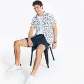 Nautica Men's Big & Tall Short-Sleeve Printed Oxford Shirt Bright White