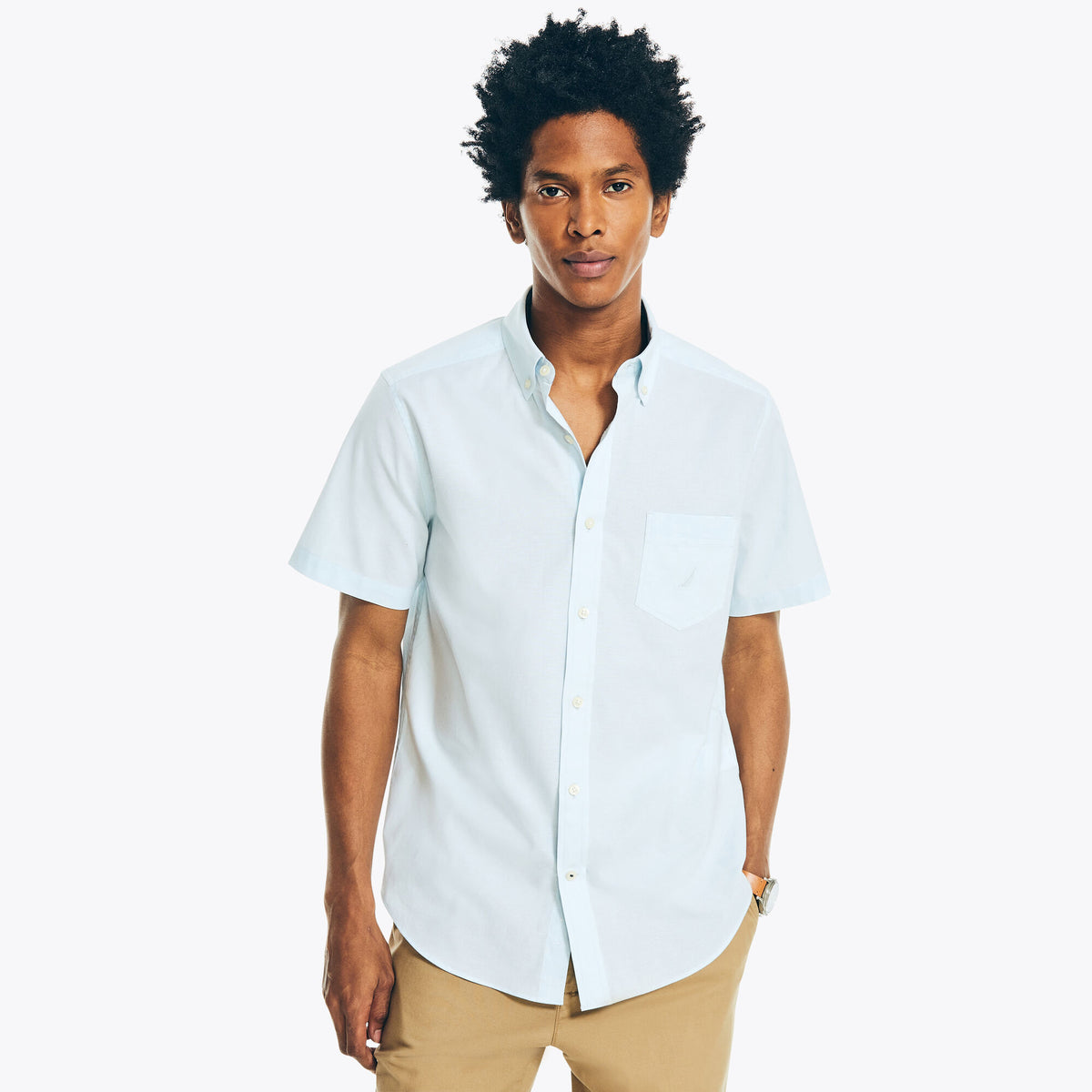 Nautica Men's Big & Tall Solid Oxford Shirt Sea Mist