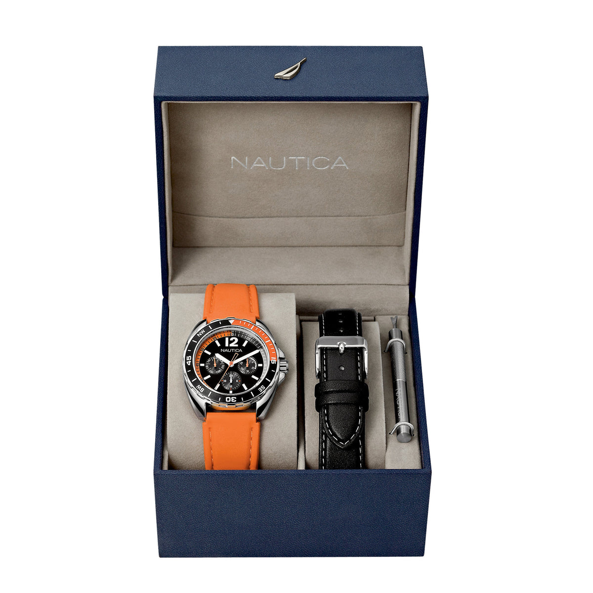 Nautica Sport Ring Watch Box Set - Orange Multi