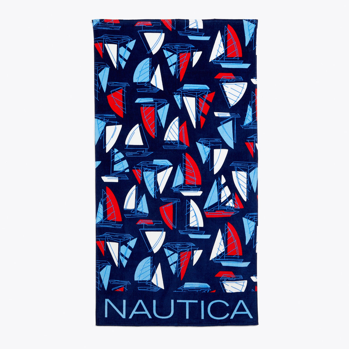 Nautica Men's Sailboat Print Beach Towel Tugboat Blue