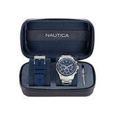 Nautica Men's Nst Stainless Steel And Silicone Watch Box Set Multi