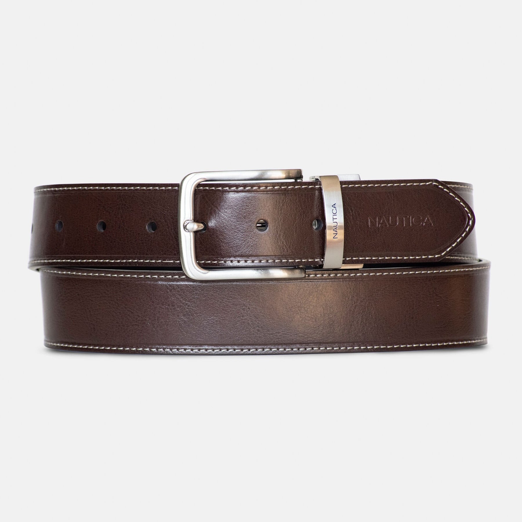 Nautica Men's Reversible Belt Brown Stone