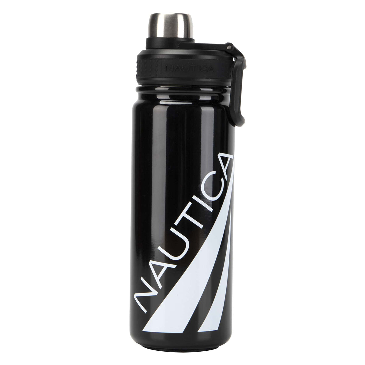 Nautica Men's Oversized Logo Double-Walled Stainless Steel Water Bottle True Black
