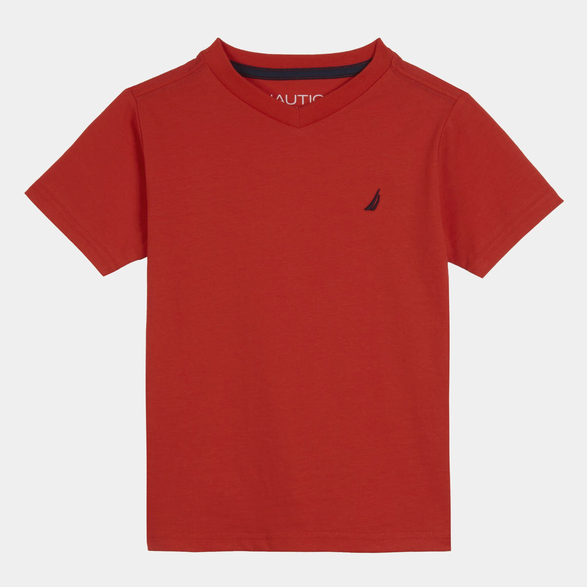 Nautica Boys' J-Class Logo V-Neck T-Shirt Firey Red