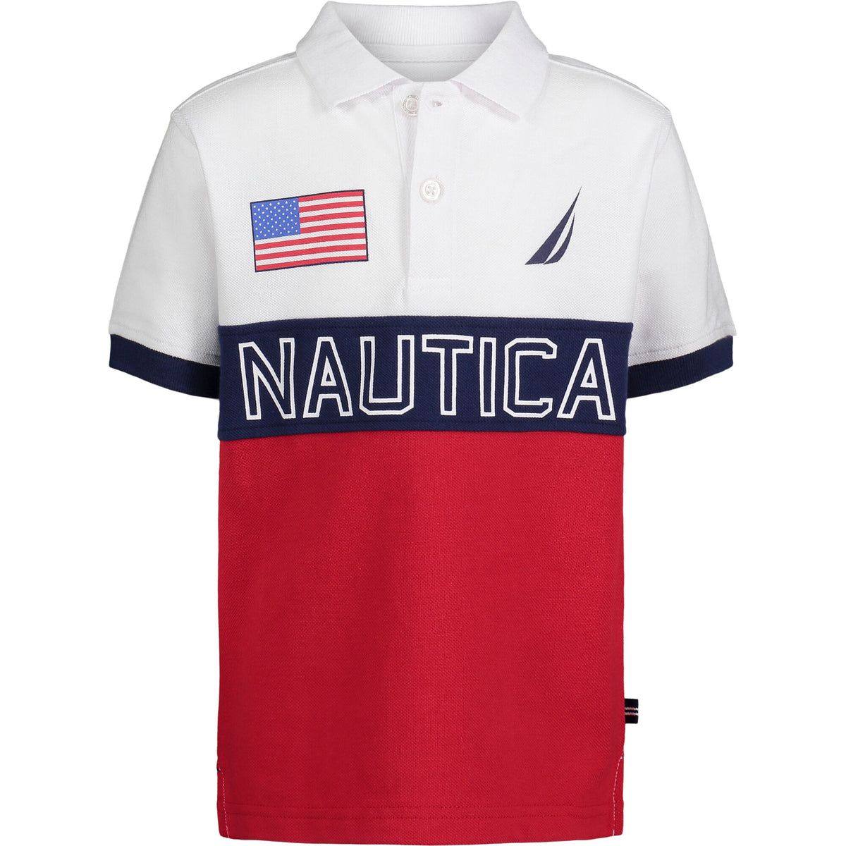 Nautica Boys’ Pieced Colorblock Polo Antique White Wash