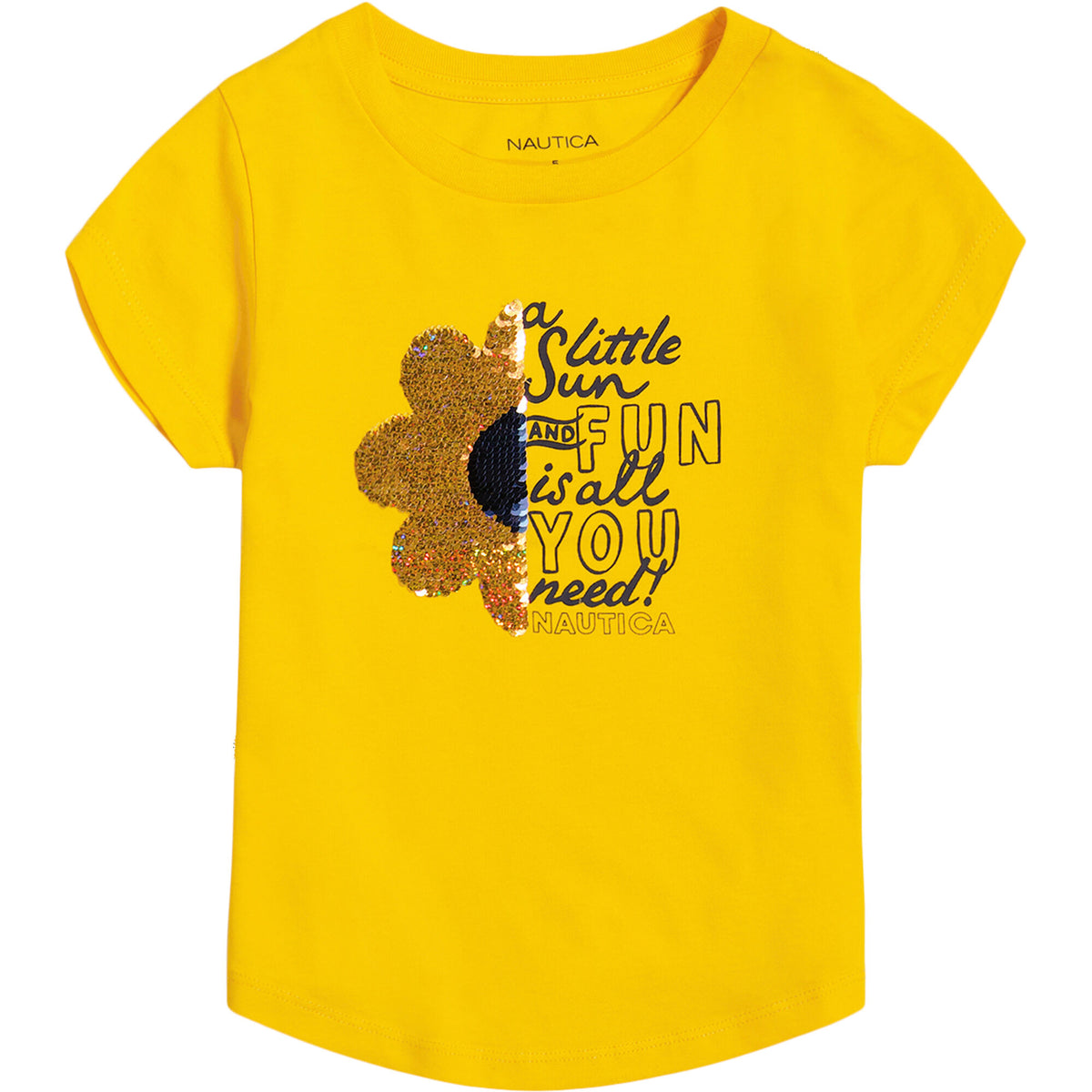 Nautica Toddler Girls' Flower Wind Waves T-Shirt (2T-4T) Empire Gold