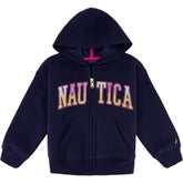 Nautica Toddler Girls' Glitter Full-Zip Fleece Hoodie (2T-4T) Navy