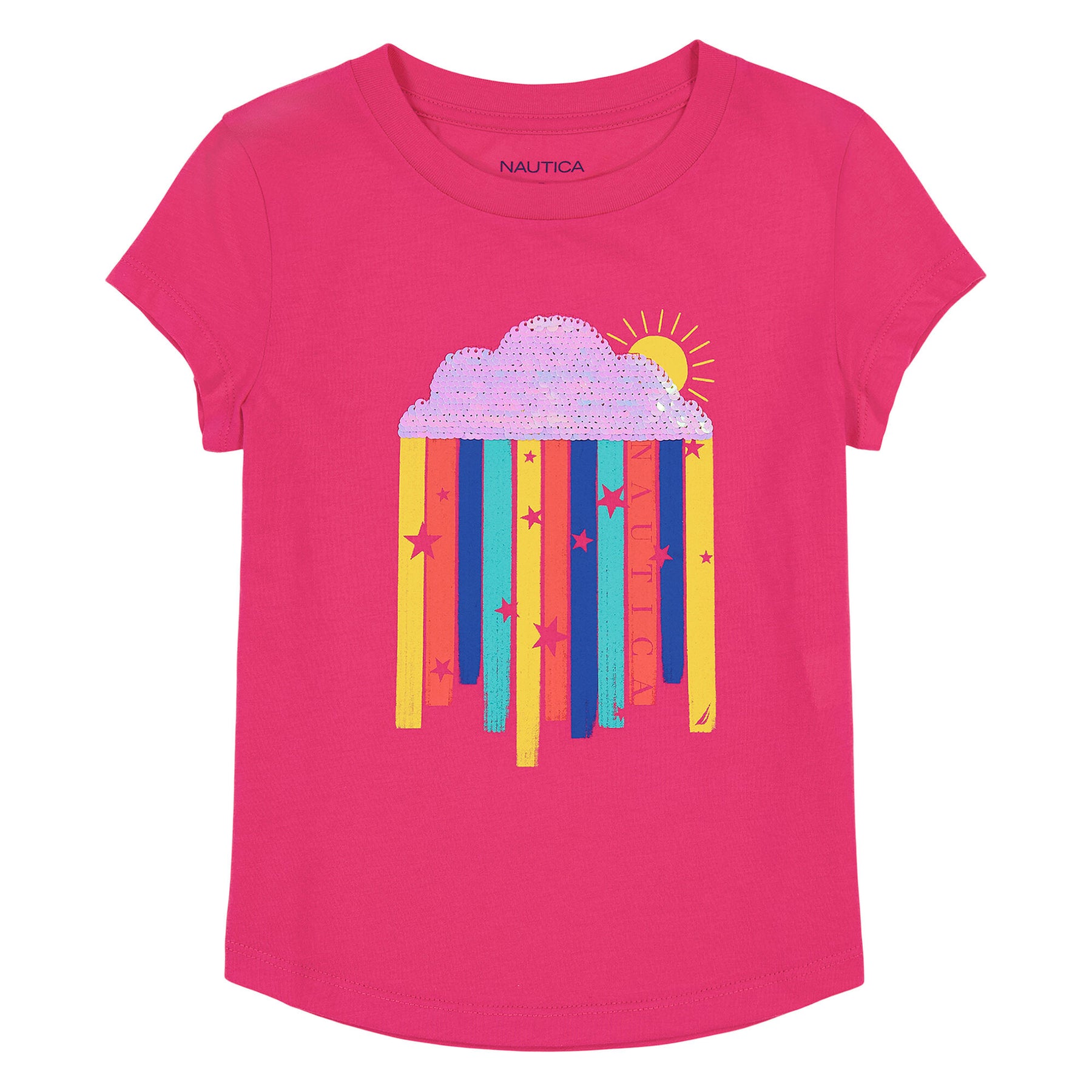 Nautica Toddler Girls' Rainbow Stripe Graphic T-Shirt (2T-4T) Paradise Pink