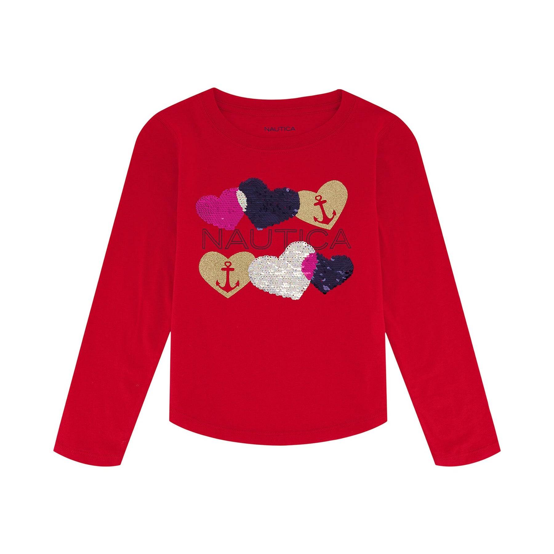 Nautica Girls' Hearts Long-Sleeve T-Shirt (7-16) Raspberry