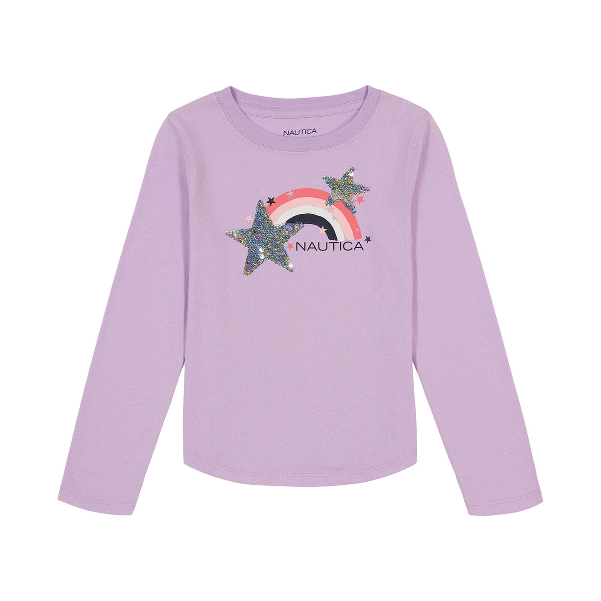 Nautica Toddler Girls' Rainbow Star Long-Sleeve T-Shirt (2T-4T) Guppy Grape