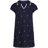 Nautica Girls' Printed Polo Dress (7-16) Navy