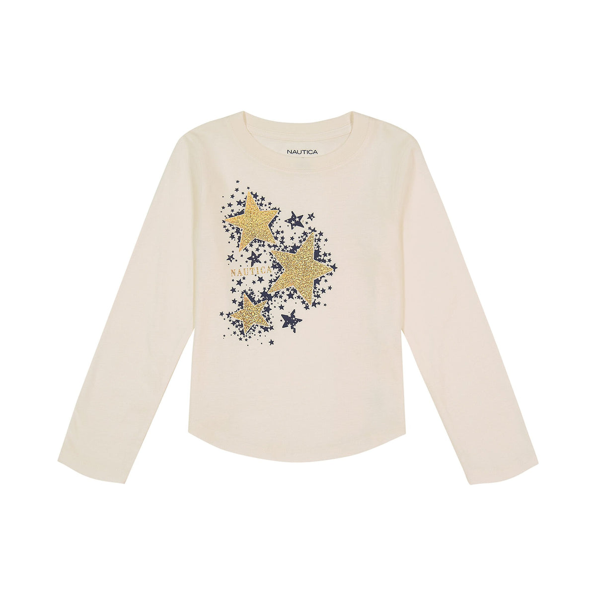 Nautica Little Girls' Foil Graphic Long-Sleeve T-Shirt (4-6X) Egret