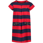 Nautica Girls’ Striped Pleat Dress (7-16) Navy