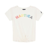 Nautica Little Girls' Tie-Front T-Shirt (4-6X) Antique White Wash