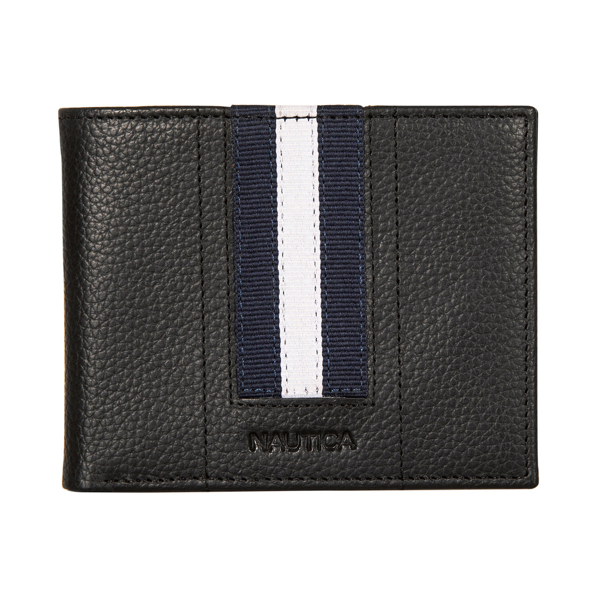 Nautica Men's Canvas Striped Wallet Black