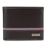 Nautica Men's Leather Bifold Wallet Chocolate