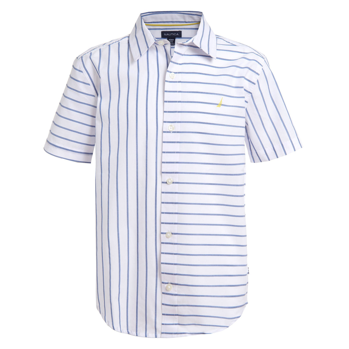 Nautica Little Boys' Striped Back Graphic Short Sleeve Shirt Antique White Wash