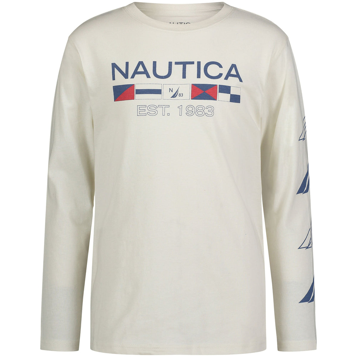 Nautica Boys' Signal Flags Graphic Long-Sleeve T-Shirt White