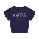 Nautica Little Girls' Tie-Front Sweatshirt Navy