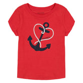 Nautica Toddler Girls' Glitter Anchor T-Shirt (2T-4T) Buoy Red