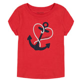 Nautica Little Girls' Glitter Anchor T-Shirt (4-6X) Buoy Red