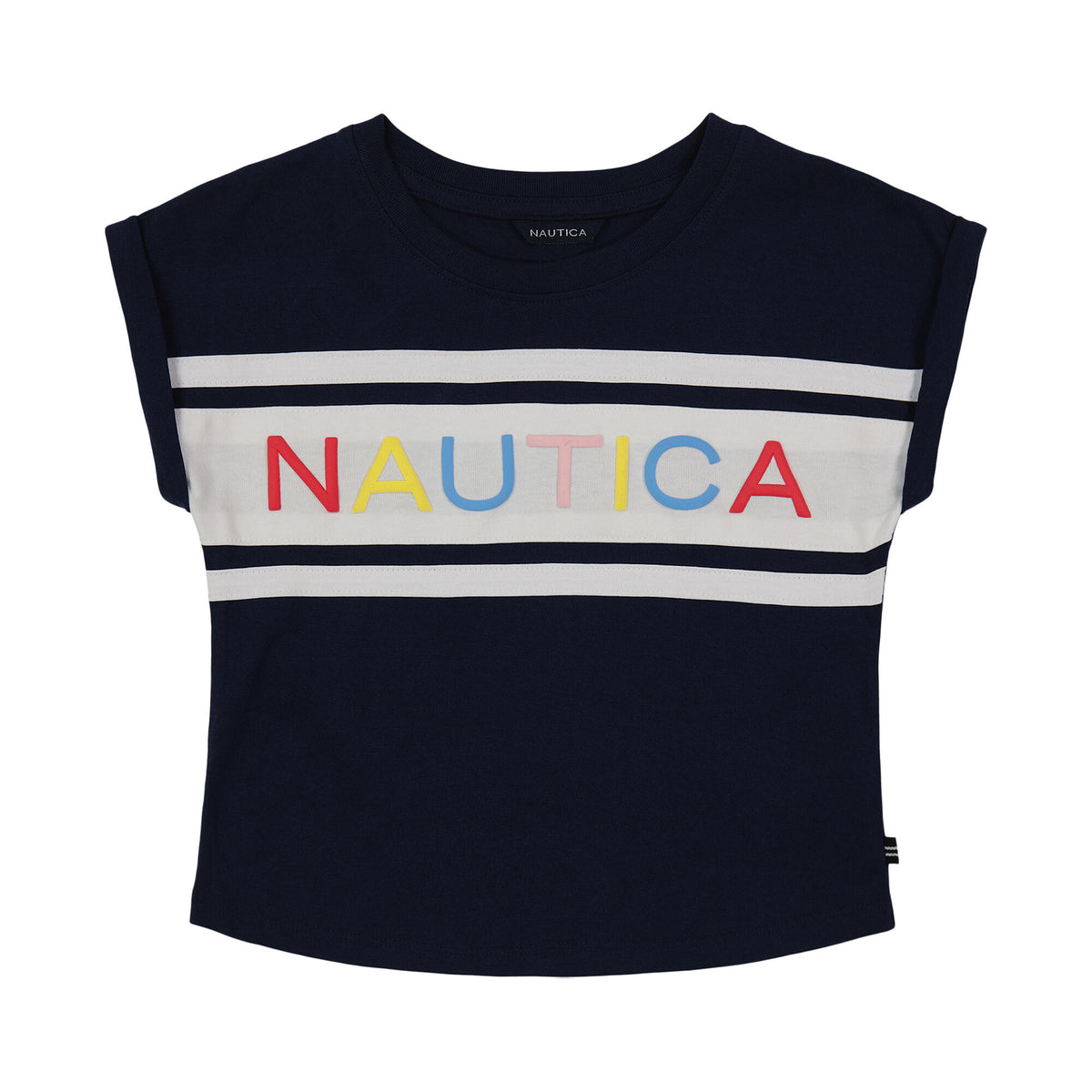 Nautica Girls' Puff Logo T-Shirt (7-16) Navy