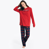 Nautica Women's Family Plaid Pajama Pant Set Admiral Blue