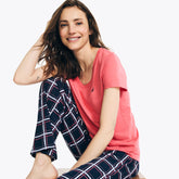 Nautica Women's Plaid Pajama Pant Set Navy