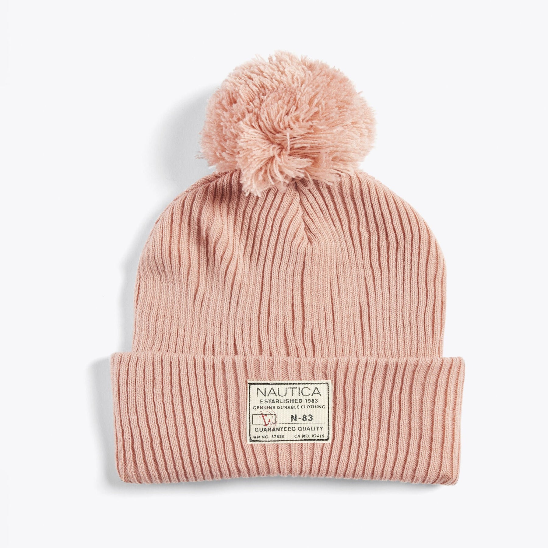 Nautica Women's Rib-Knit Pom Hat Crimson Red