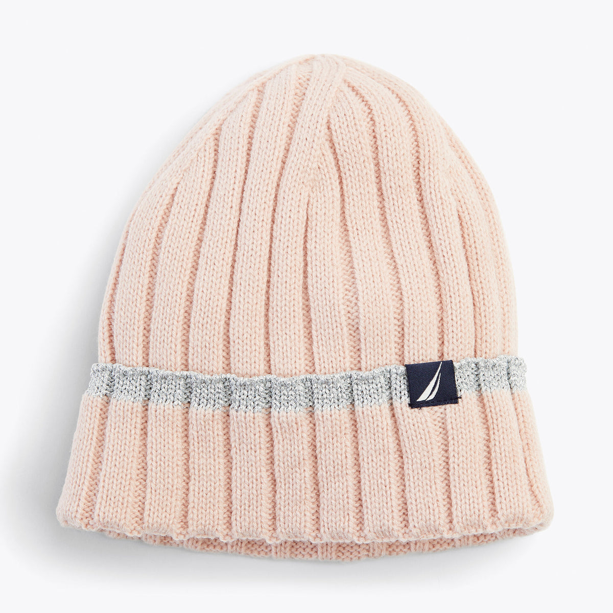 Nautica Ribbed Metallic-Tipped Beanie Petal