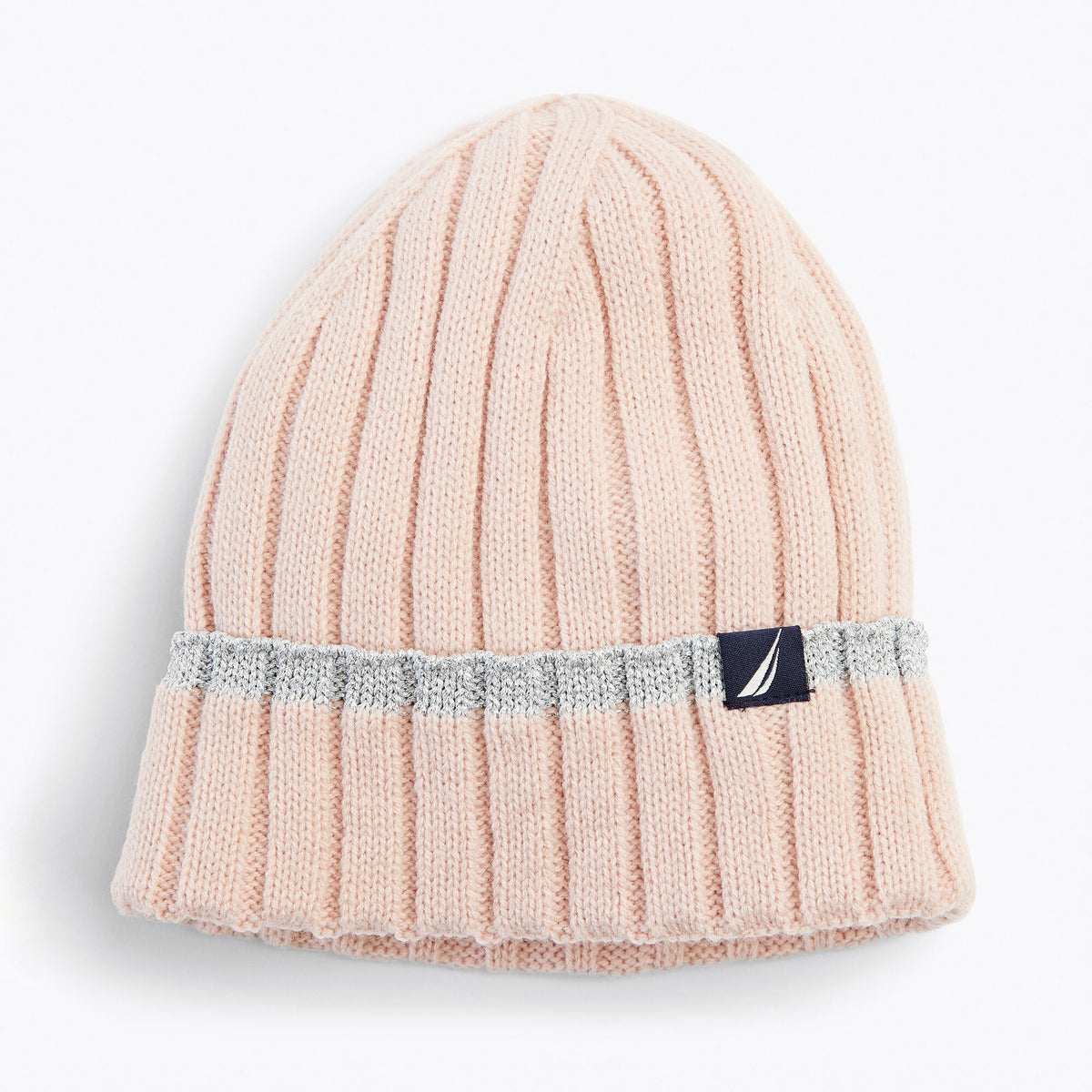 Nautica Women's Ribbed Metallic-Tipped Beanie Petal