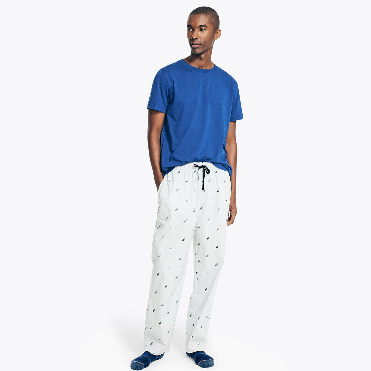 Nautica Men's J-Class Print Pajama Pant Set Estate Blue